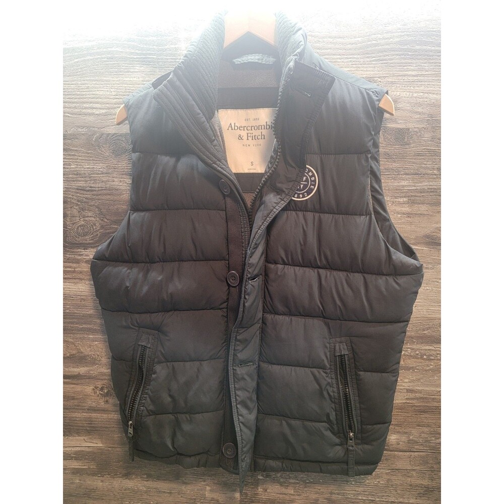 Abercrombie & Fitch Puffer Vest Men’s Small Blue Down Full Zip Summit Rock Y2K